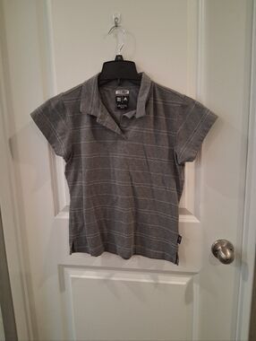 Quiksilver Gray Striped Polo Shirt Size Medium